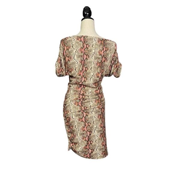 Worth Ruched Bodycon Snakeskin Print Dress S S - Picture 2 of 4